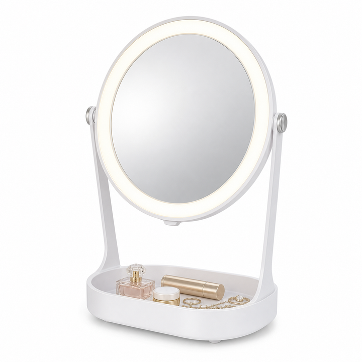 LED Makeup Mirror With Storage Tray